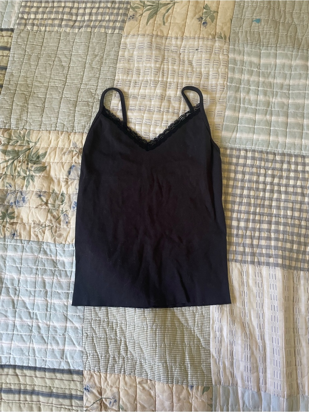 Brandy Melville Black Lace-Trim Tank